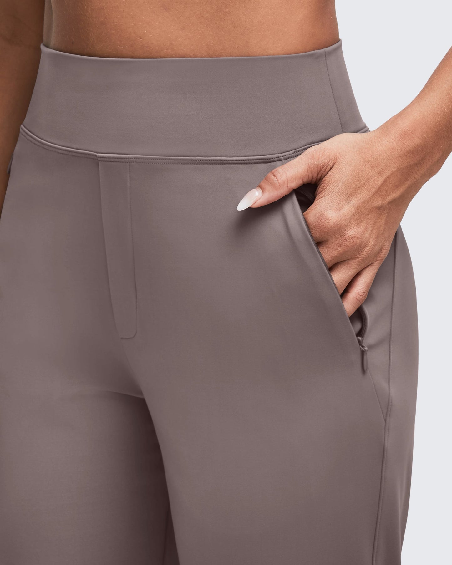 High Waist Hidden Zipper Pockets Dress Pants