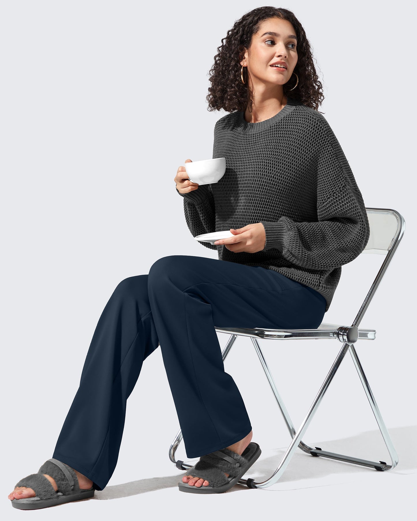 Fleece Lined High-Waisted Dressy Pants
