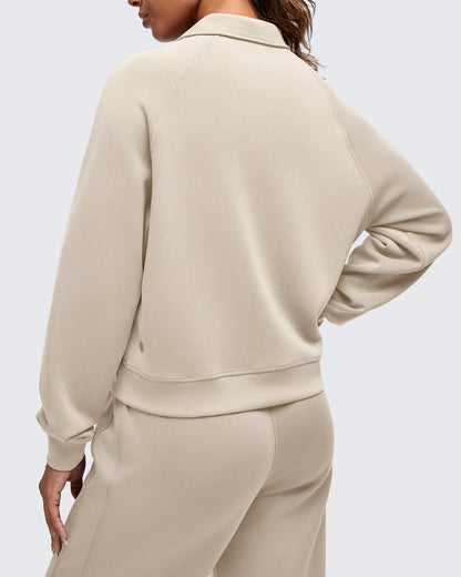 Smoofit Polo Pullover Button Up Sweatshirts