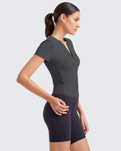 G4Free Activewear BareFeel Half Zip Slim Fit Athletic Shirts #Black / S-Black / M-Black / L-Black / XL-Black / XS-Dark Grey / S-Dark Grey / M-Dark Grey / L-Dark Grey / XL-Dark Grey / XS