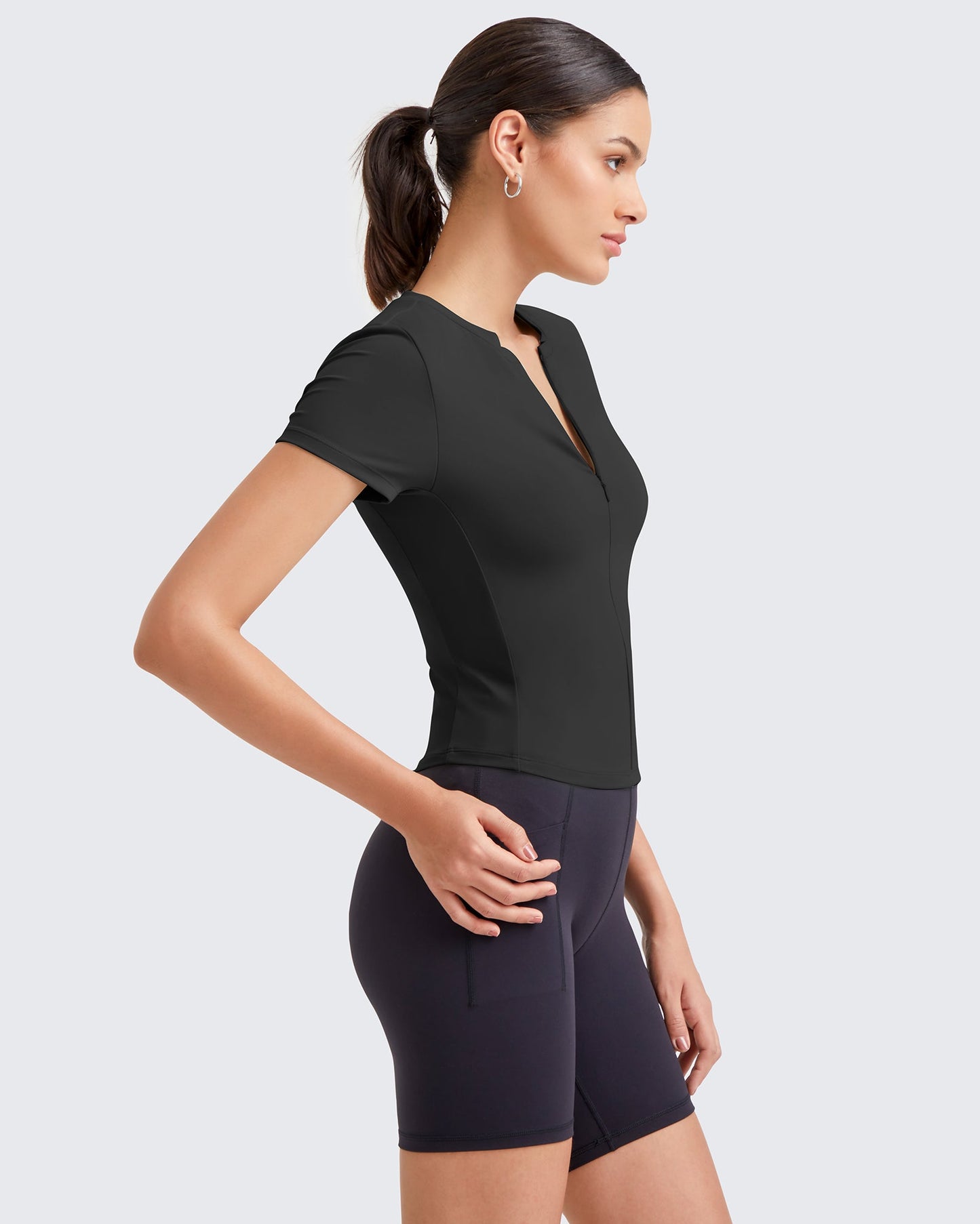 G4Free Activewear BareFeel Half Zip Slim Fit Athletic Shirts #Black / S-Black / M-Black / L-Black / XL-Black / XS-Dark Grey / S-Dark Grey / M-Dark Grey / L-Dark Grey / XL-Dark Grey / XS