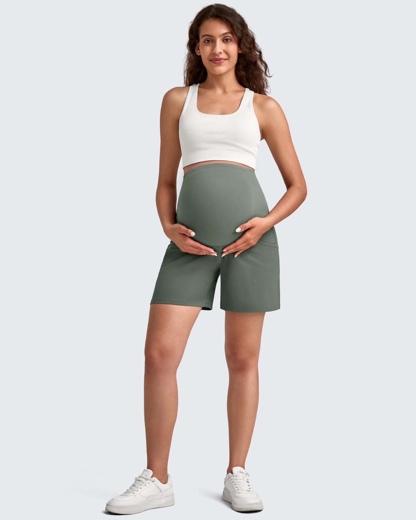 Over The Belly Pregnancy Athletic Shorts 6''