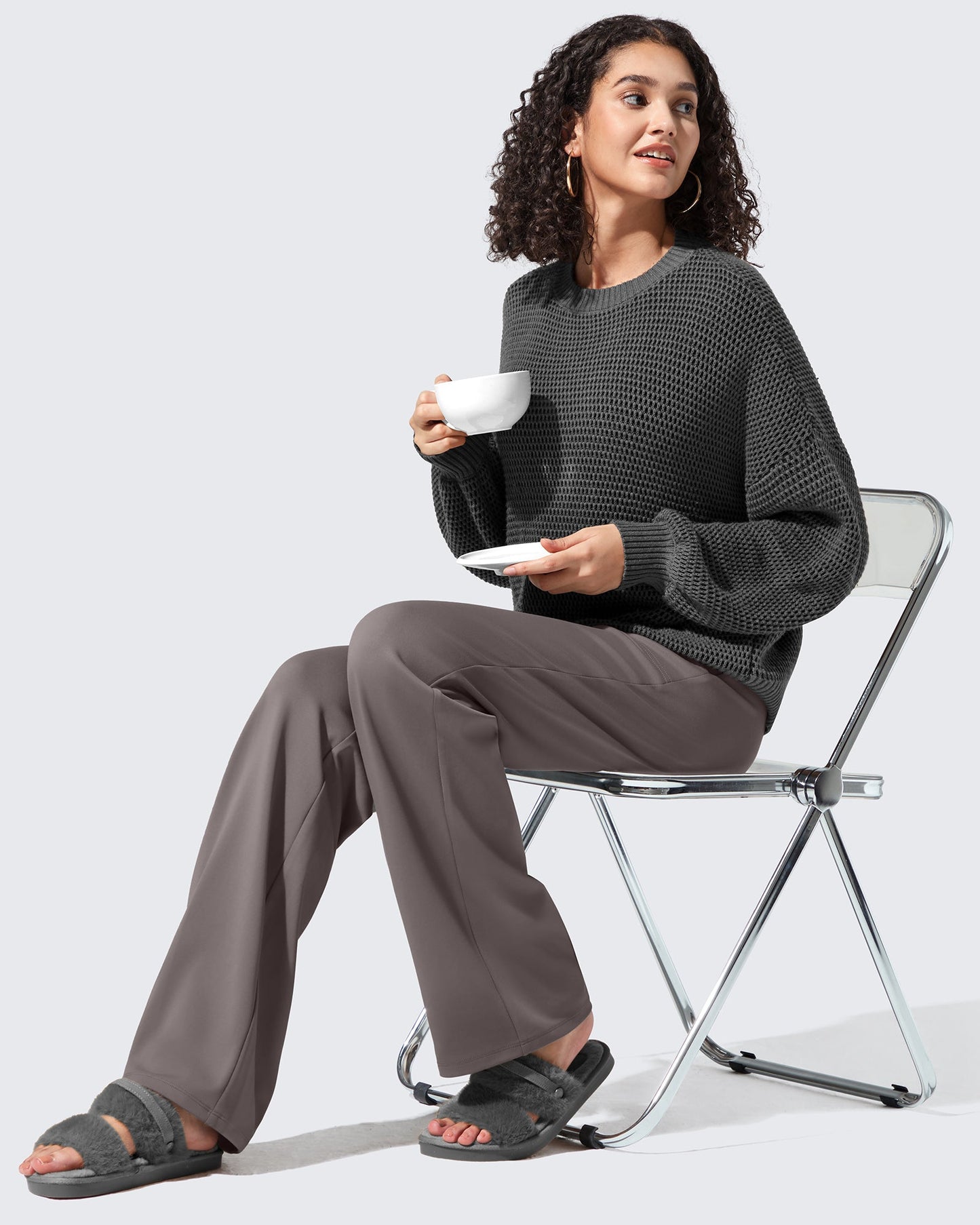 Fleece Lined High-Waisted Dressy Pants