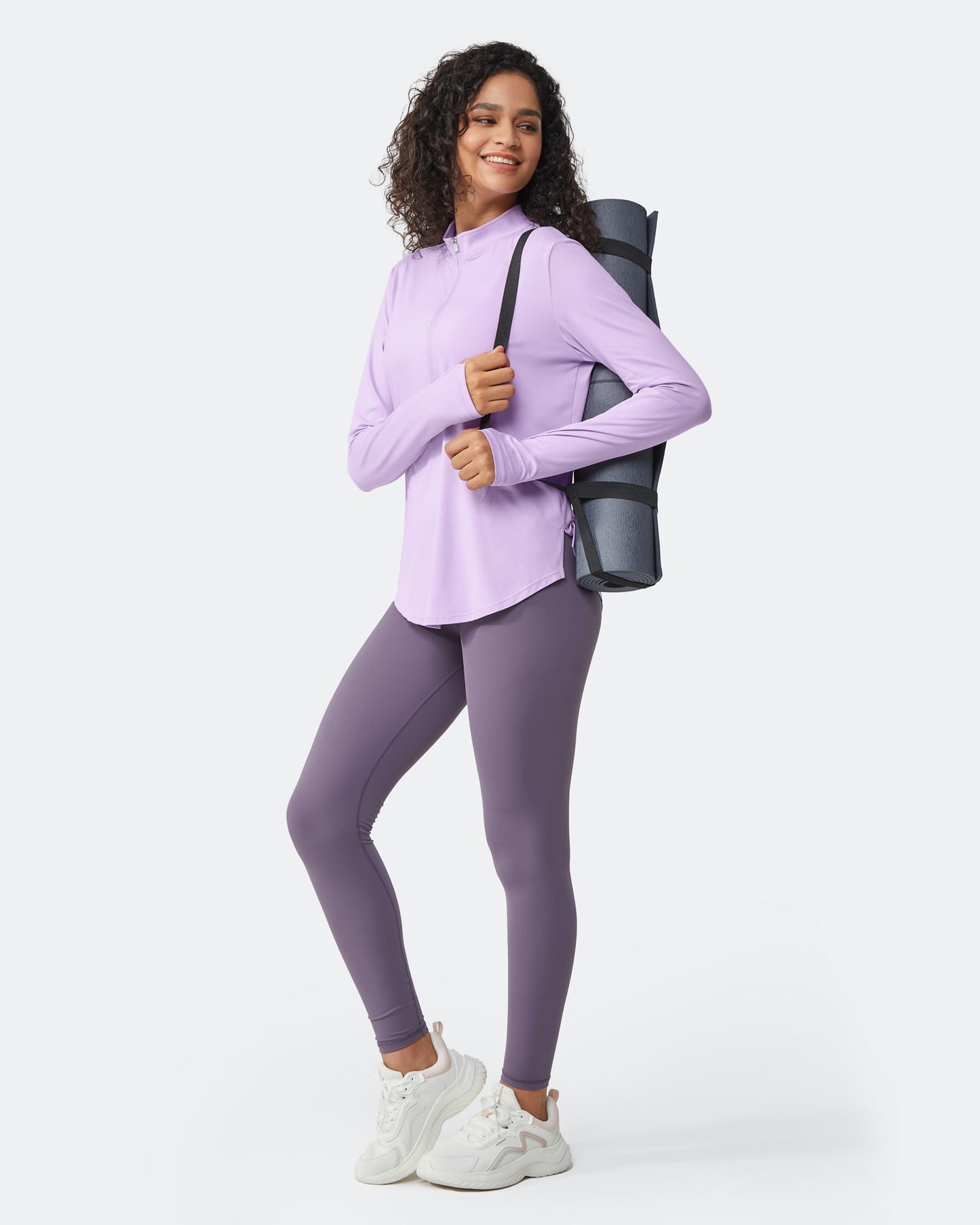 Quick Dry High Neck Sun Half Zip Workout Tops