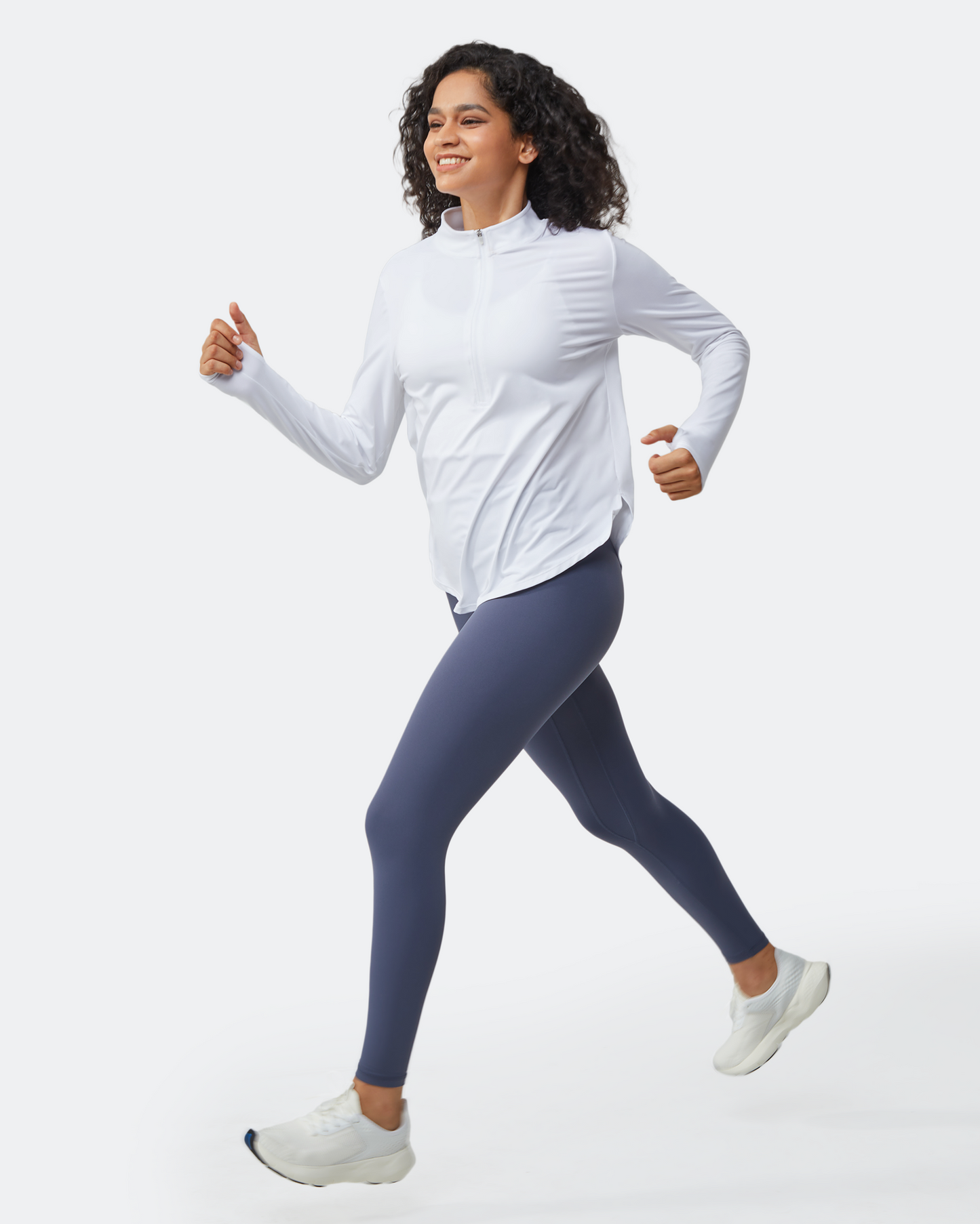 Quick Dry High Neck Sun Half Zip Workout Tops