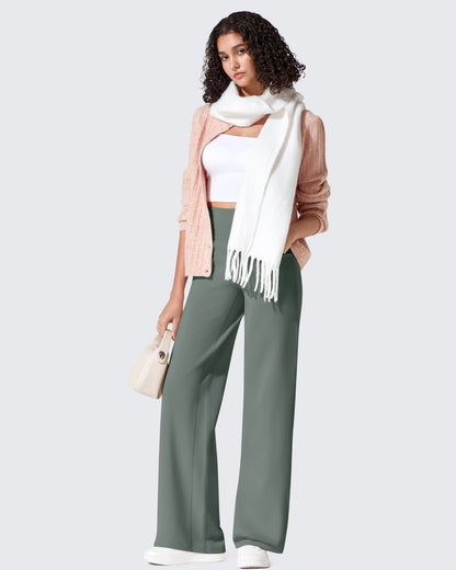 Fleece Lined High-Waist Loose Sweatpants