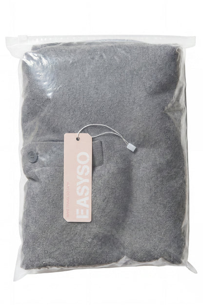 EASYSO Travel-Ready Knit Polo Pullover – Relaxed Collared Sweater in Soft Heather Grey