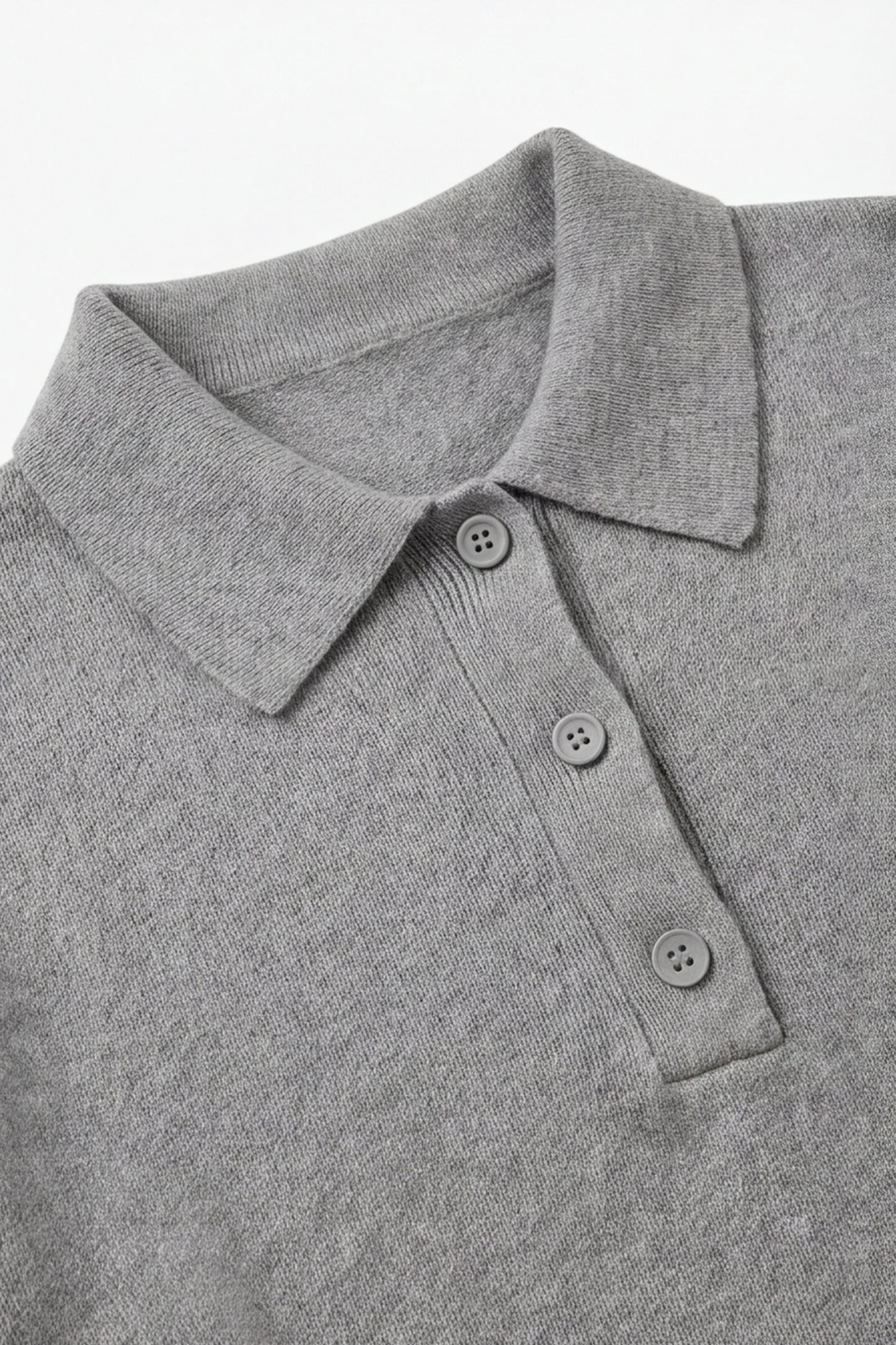 EASYSO Travel-Ready Knit Polo Pullover – Relaxed Collared Sweater in Soft Heather Grey
