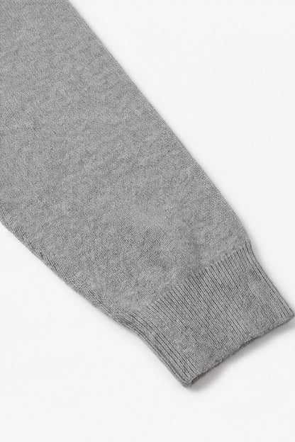 EASYSO Travel-Ready Knit Polo Pullover – Relaxed Collared Sweater in Soft Heather Grey