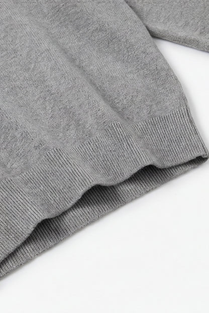 EASYSO Travel-Ready Knit Polo Pullover – Relaxed Collared Sweater in Soft Heather Grey