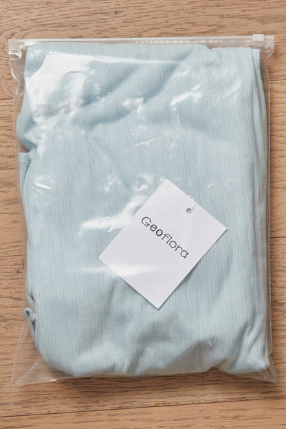 Geoflora Light Blue Ruffle Hem Wide Leg Pants