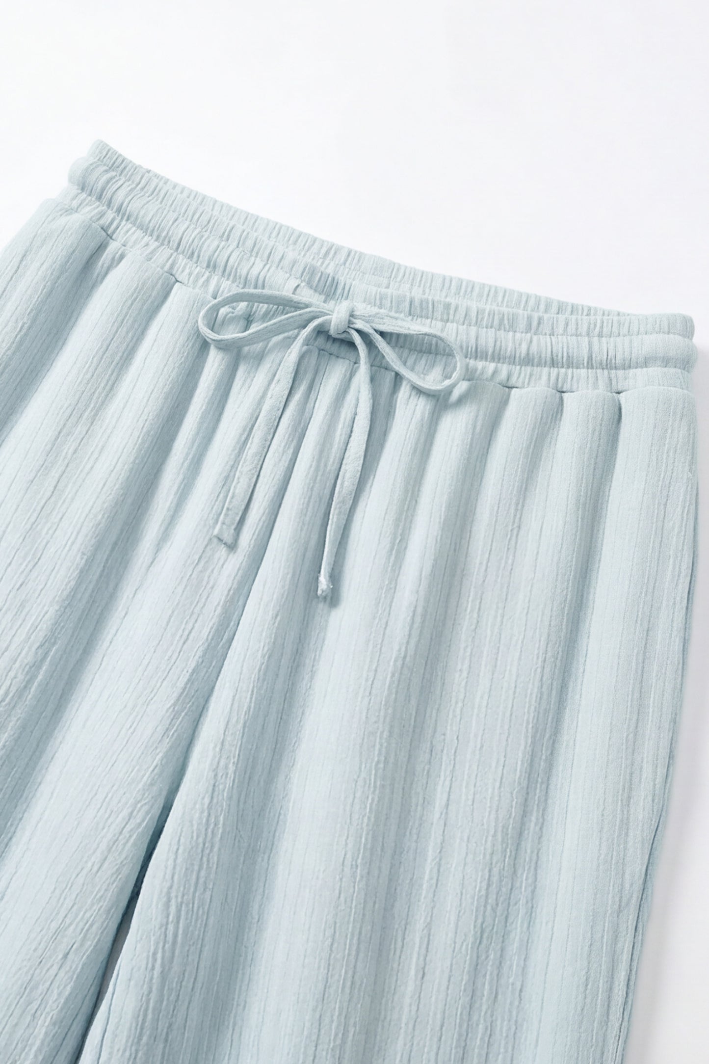 Geoflora Light Blue Ruffle Hem Wide Leg Pants