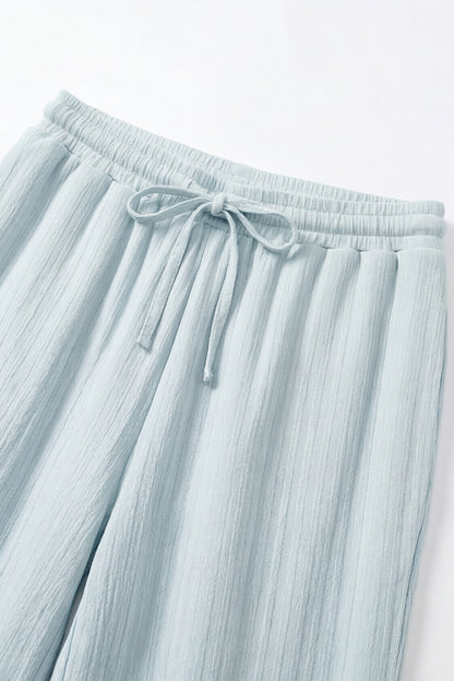 Geoflora Light Blue Ruffle Hem Wide Leg Pants