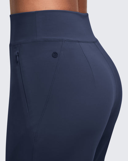 High Waist Hidden Zipper Pockets Dress Pants
