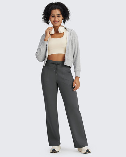 Fleece Lined High-Waist Drawstring Pants