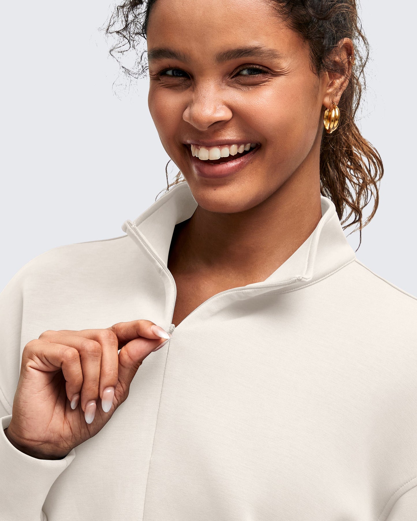Smoofit Half-Zip Mock Neck Long Sleeve Sweatshirts