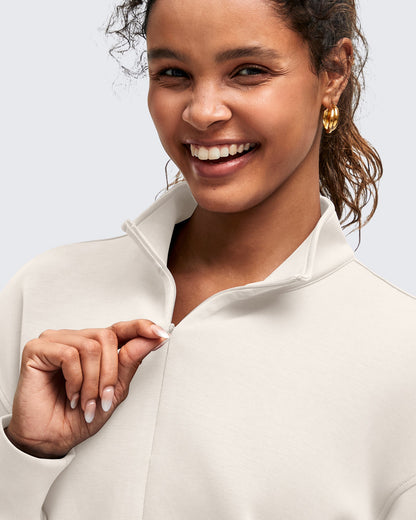 Smoofit Half-Zip Mock Neck Long Sleeve Sweatshirts