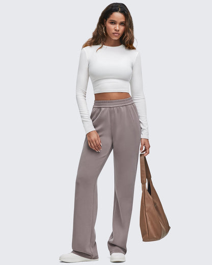 Smoofit Elastic-Waist Wide Leg Sweatpants 27''