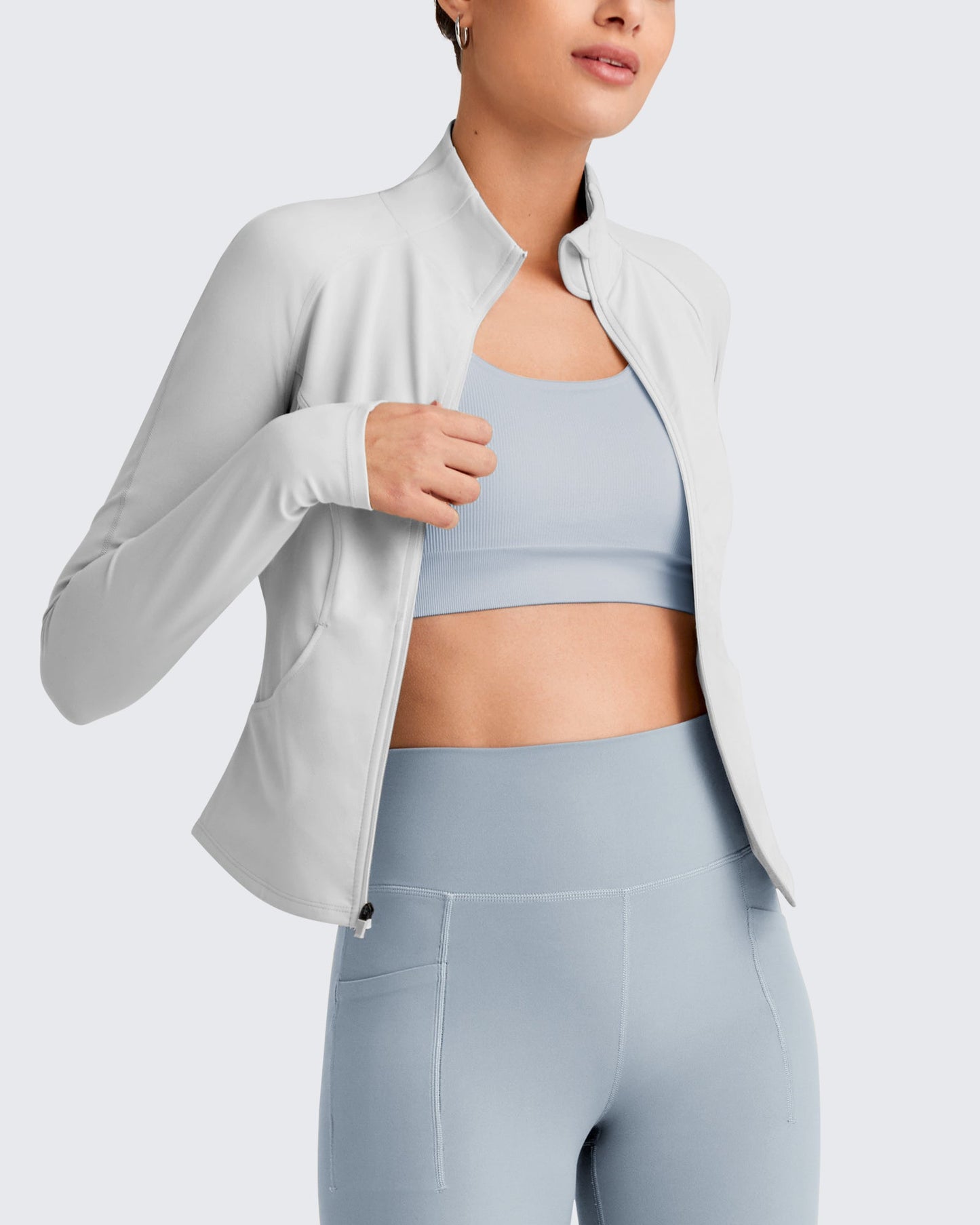 BareFeel Cropped Slim Fit Full Zip Workout Jackets