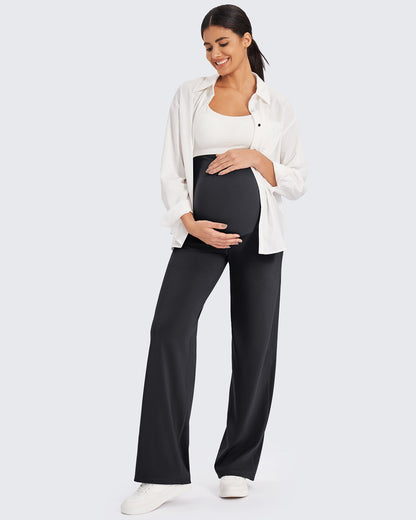 G4Free Activewear Maternity Stretch Wide Leg Pants #Black / S / 28 Inseam-Black / S / 30 Inseam-Black / S / 32 Inseam-Black / M / 28 Inseam-Black / M / 30 Inseam-Black / M / 32 Inseam-Black / L / 28 Inseam-Black / L / 30 Inseam-Black / L / 32 Inseam-Black / XL / 28 Inseam