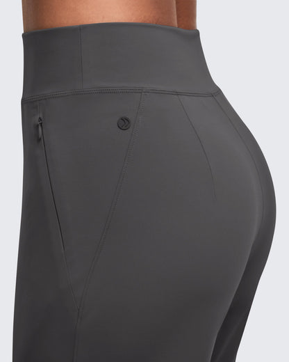 High Waist Hidden Zipper Pockets Dress Pants