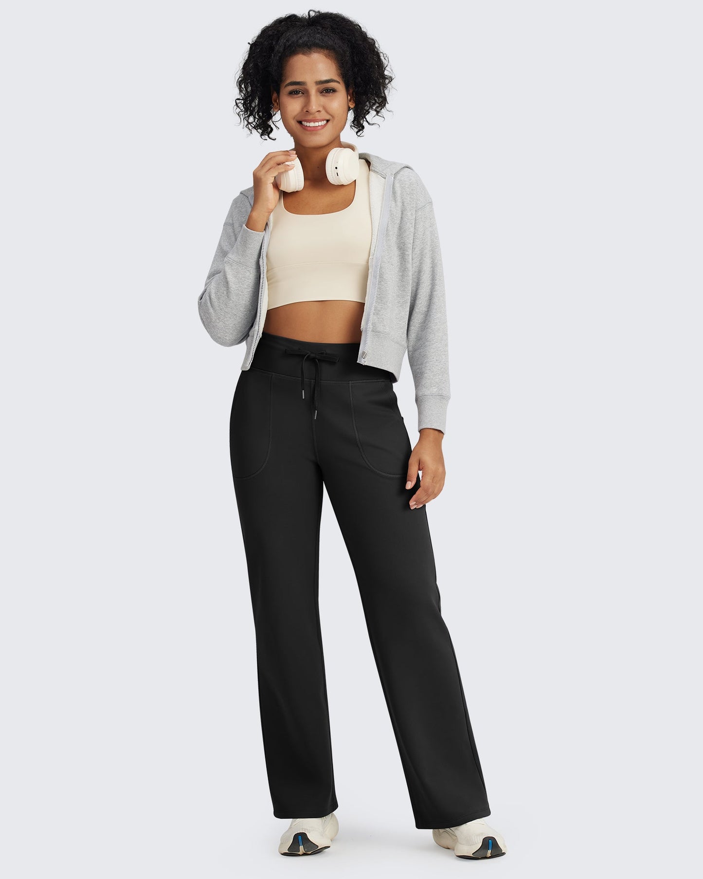 Fleece Lined High-Waist Drawstring Pants