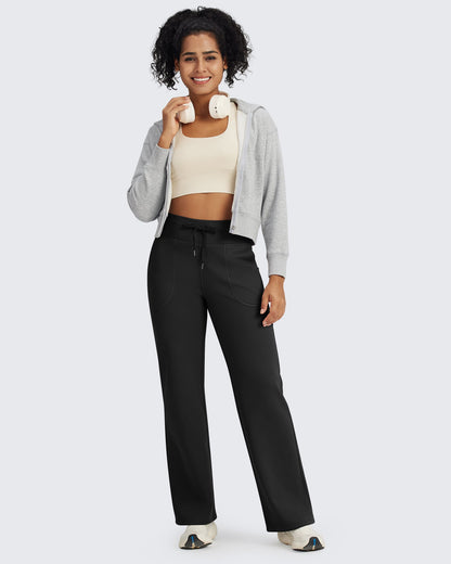 Fleece Lined High-Waist Drawstring Pants