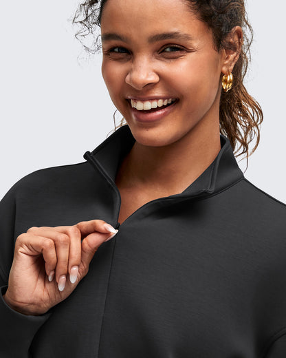 Smoofit Half-Zip Mock Neck Long Sleeve Sweatshirts
