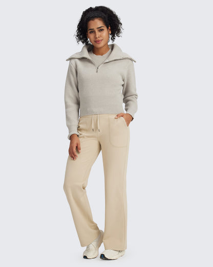Fleece Lined High-Waist Drawstring Pants