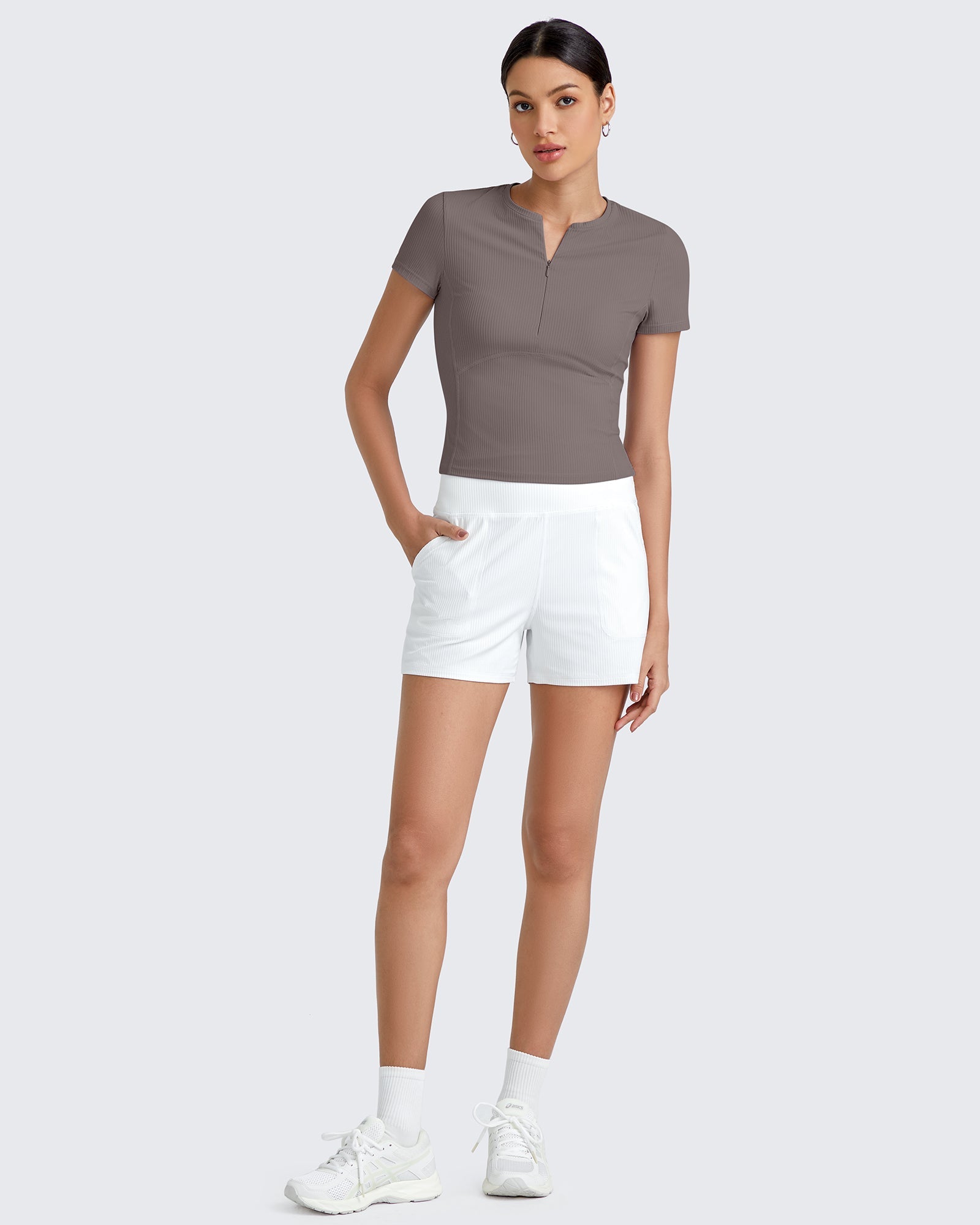 G4Free Activewear Ribbed Half Zip Slim Work Out Short Sleeve #Navy / S-Navy / M-Navy / L-Navy / XL-Navy / XS-Black / S-Black / M-Black / L-Black / XL-Black / XS