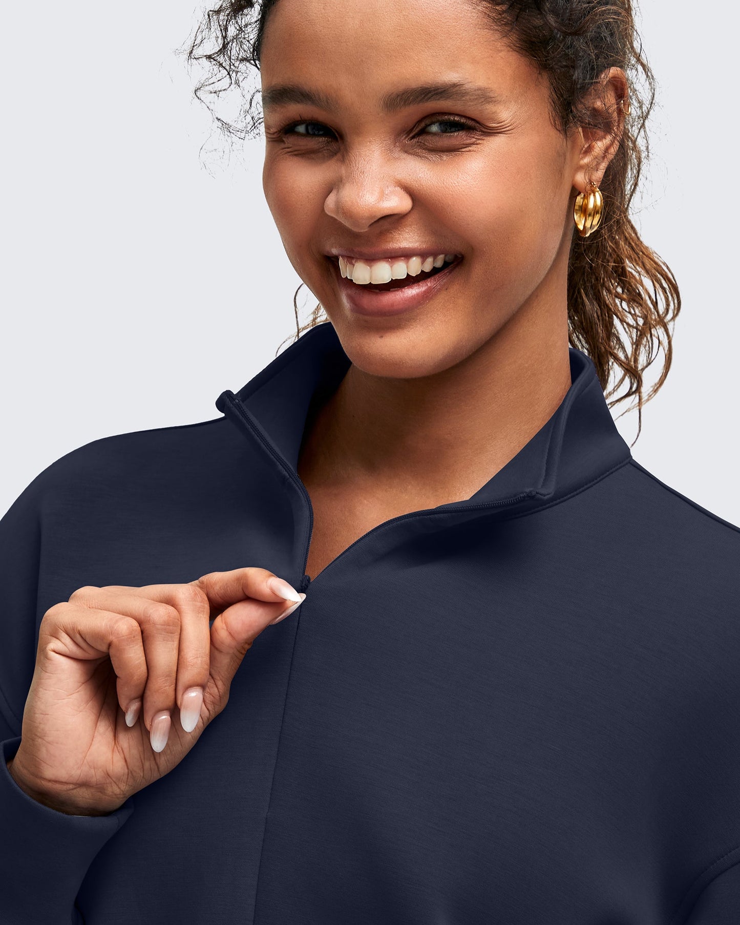 Smoofit Half-Zip Mock Neck Long Sleeve Sweatshirts