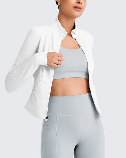 BareFeel Cropped Slim Fit Full Zip Workout Jackets