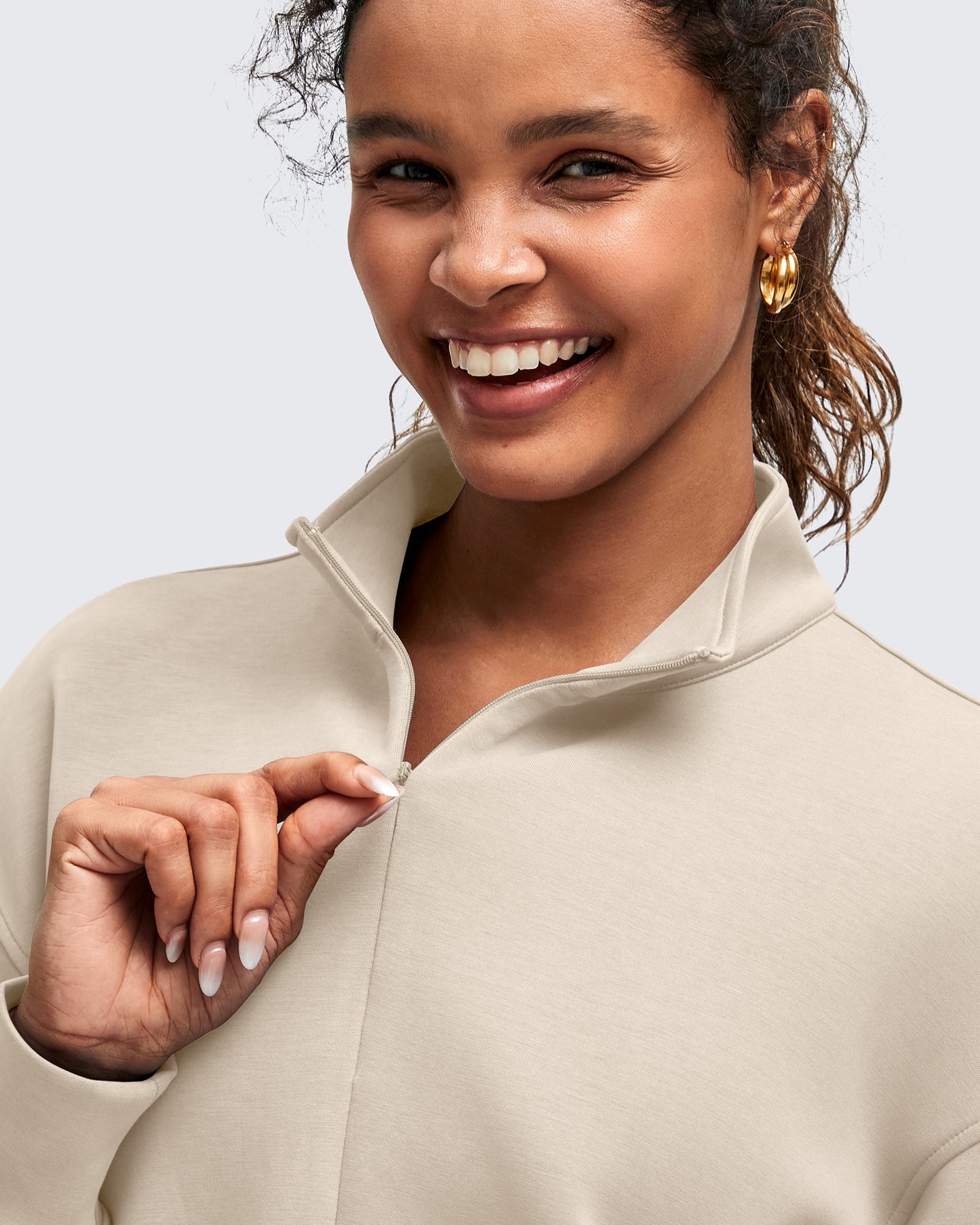 Smoofit Half-Zip Mock Neck Long Sleeve Sweatshirts