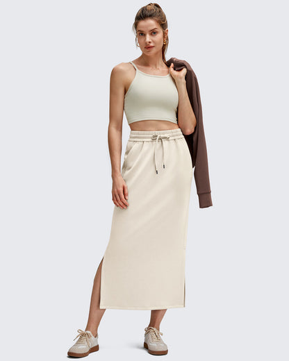 Smoofit Side Slits Drawstring Long Skirts
