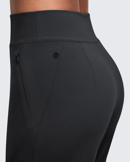 High Waist Hidden Zipper Pockets Dress Pants