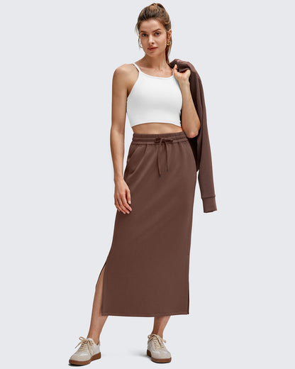 Smoofit Side Slits Drawstring Long Skirts