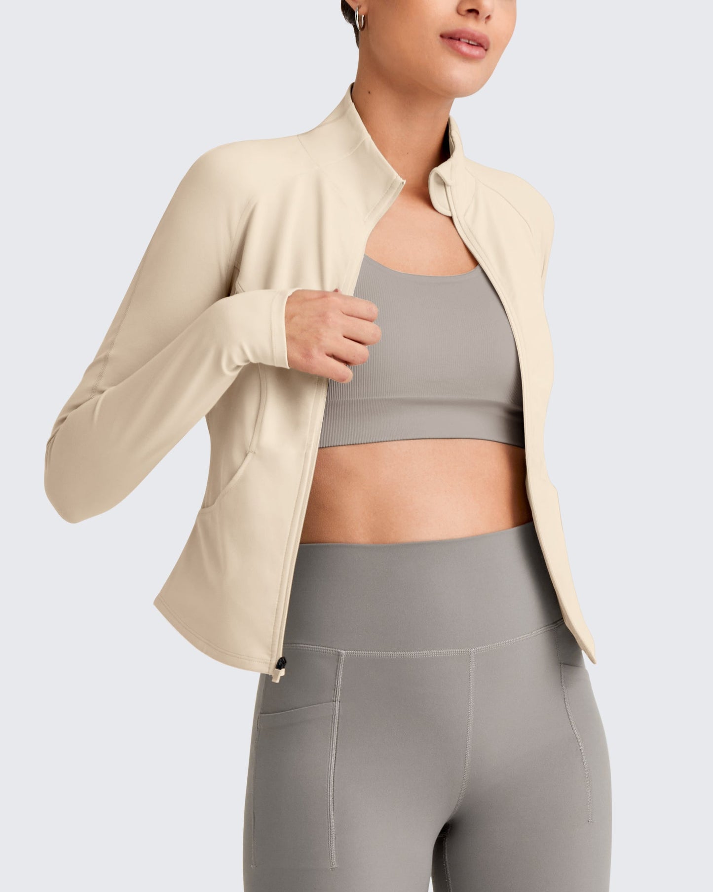 BareFeel Cropped Slim Fit Full Zip Workout Jackets