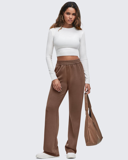 Smoofit Elastic-Waist Wide Leg Sweatpants 27''