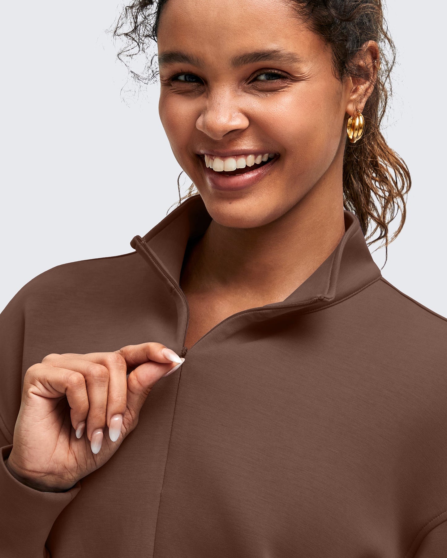 Smoofit Half-Zip Mock Neck Long Sleeve Sweatshirts