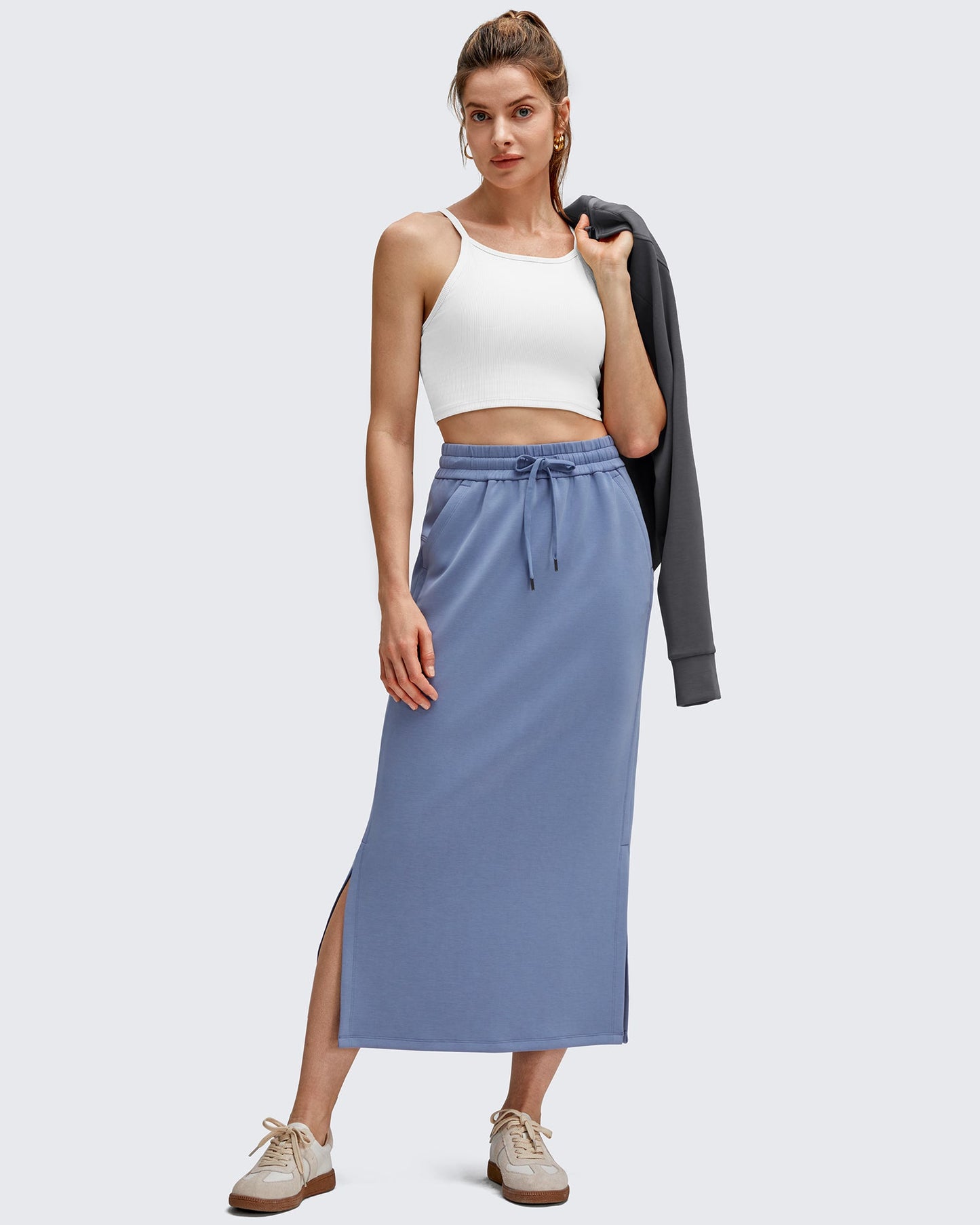 Smoofit Side Slits Drawstring Long Skirts