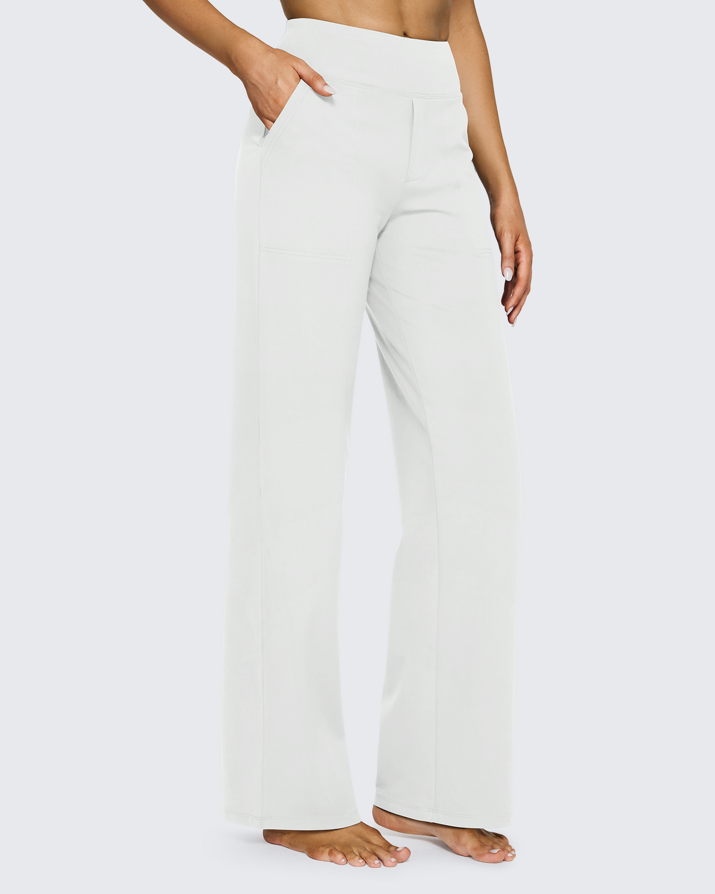 G4free Loose High-Waist Business Casual Pants #white