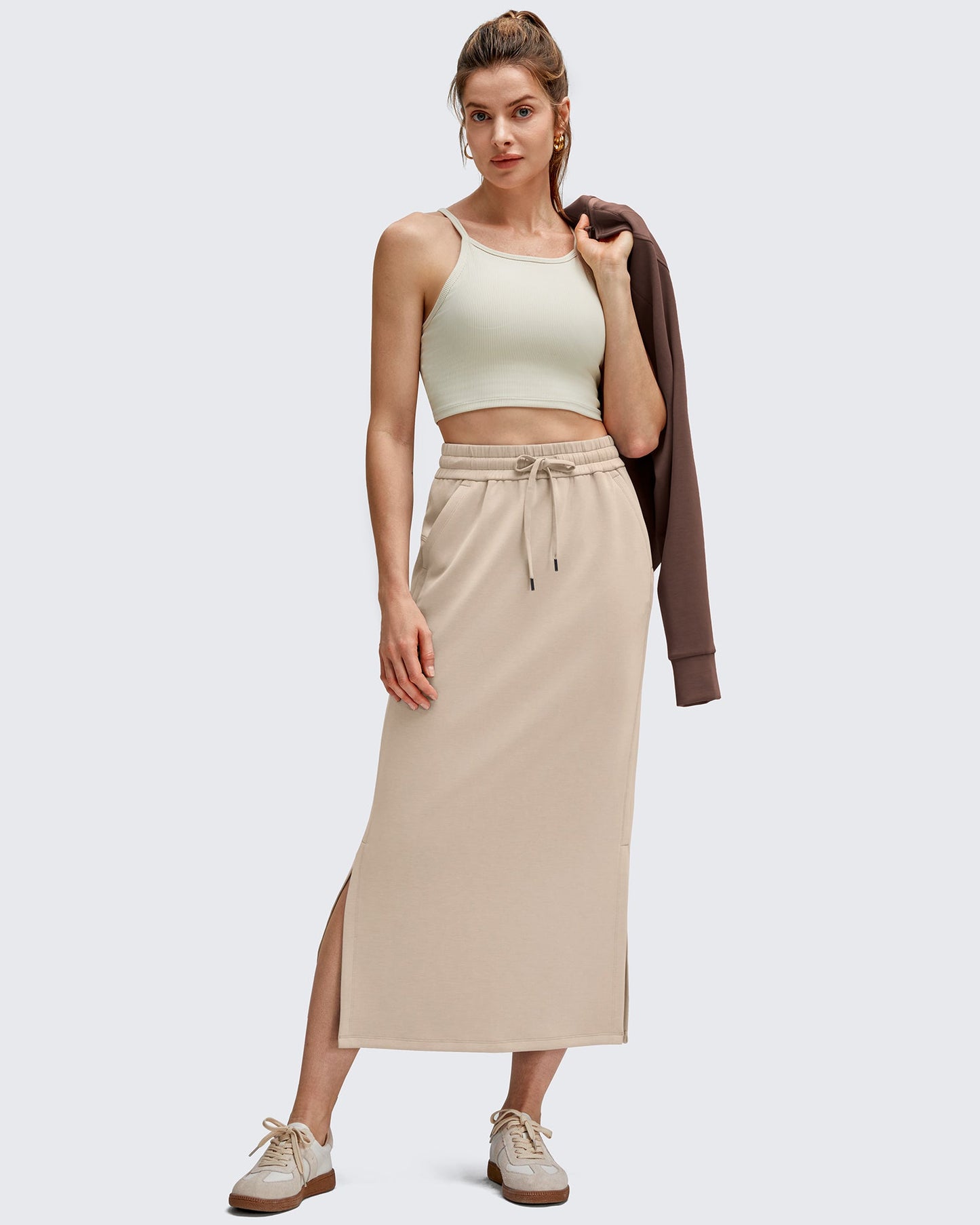 Smoofit Side Slits Drawstring Long Skirts