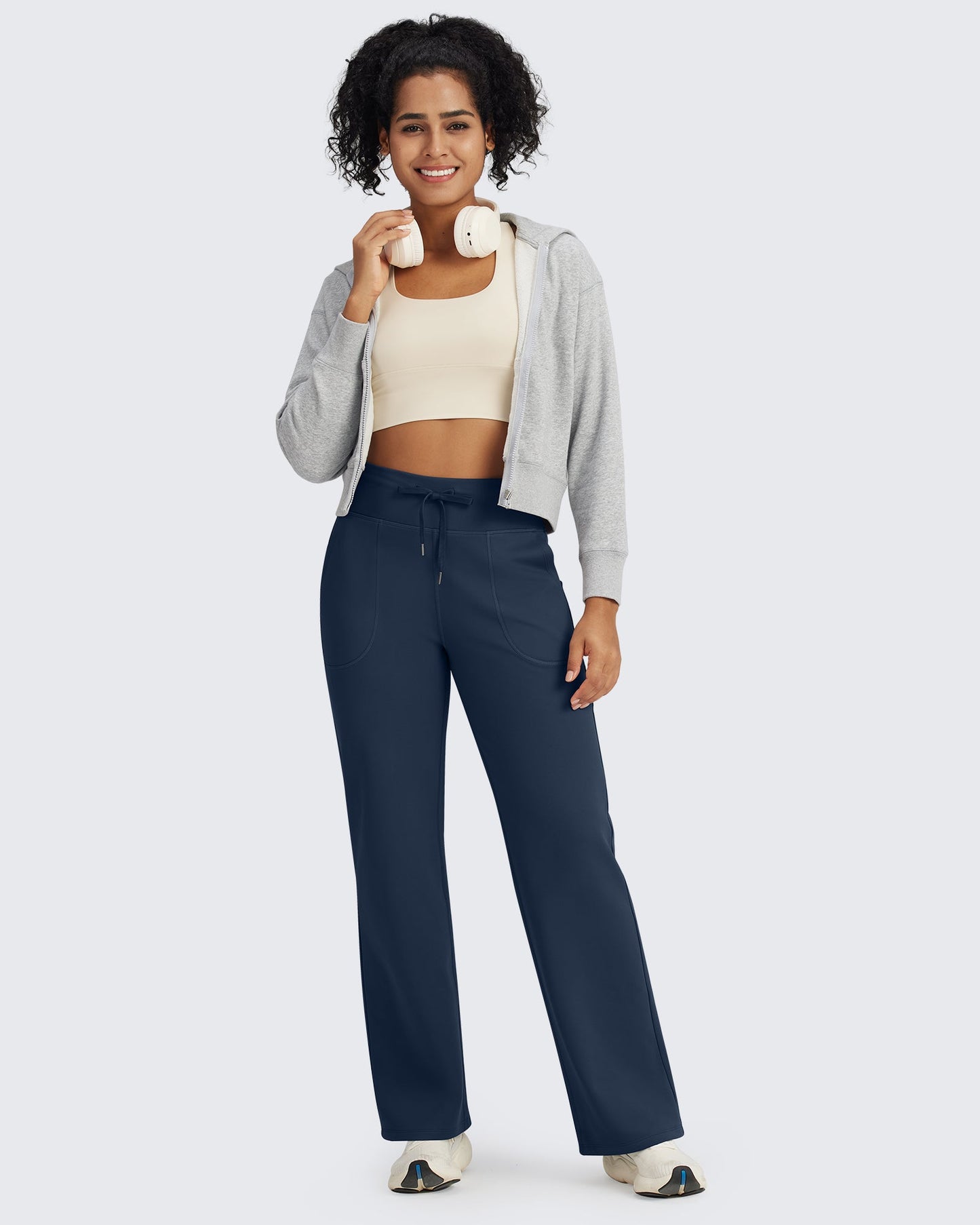 Fleece Lined High-Waist Drawstring Pants