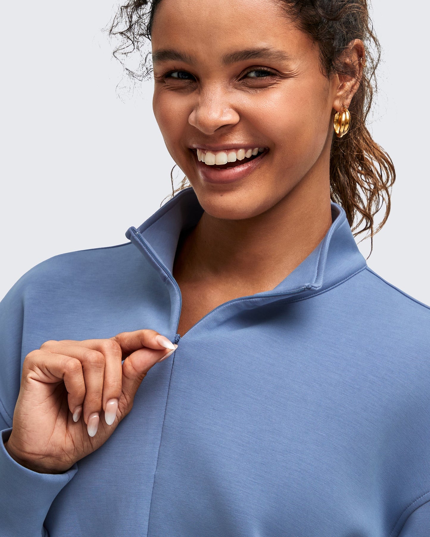 Smoofit Half-Zip Mock Neck Long Sleeve Sweatshirts