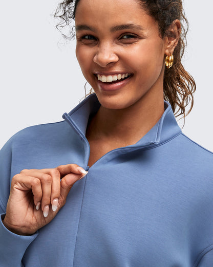 Smoofit Half-Zip Mock Neck Long Sleeve Sweatshirts