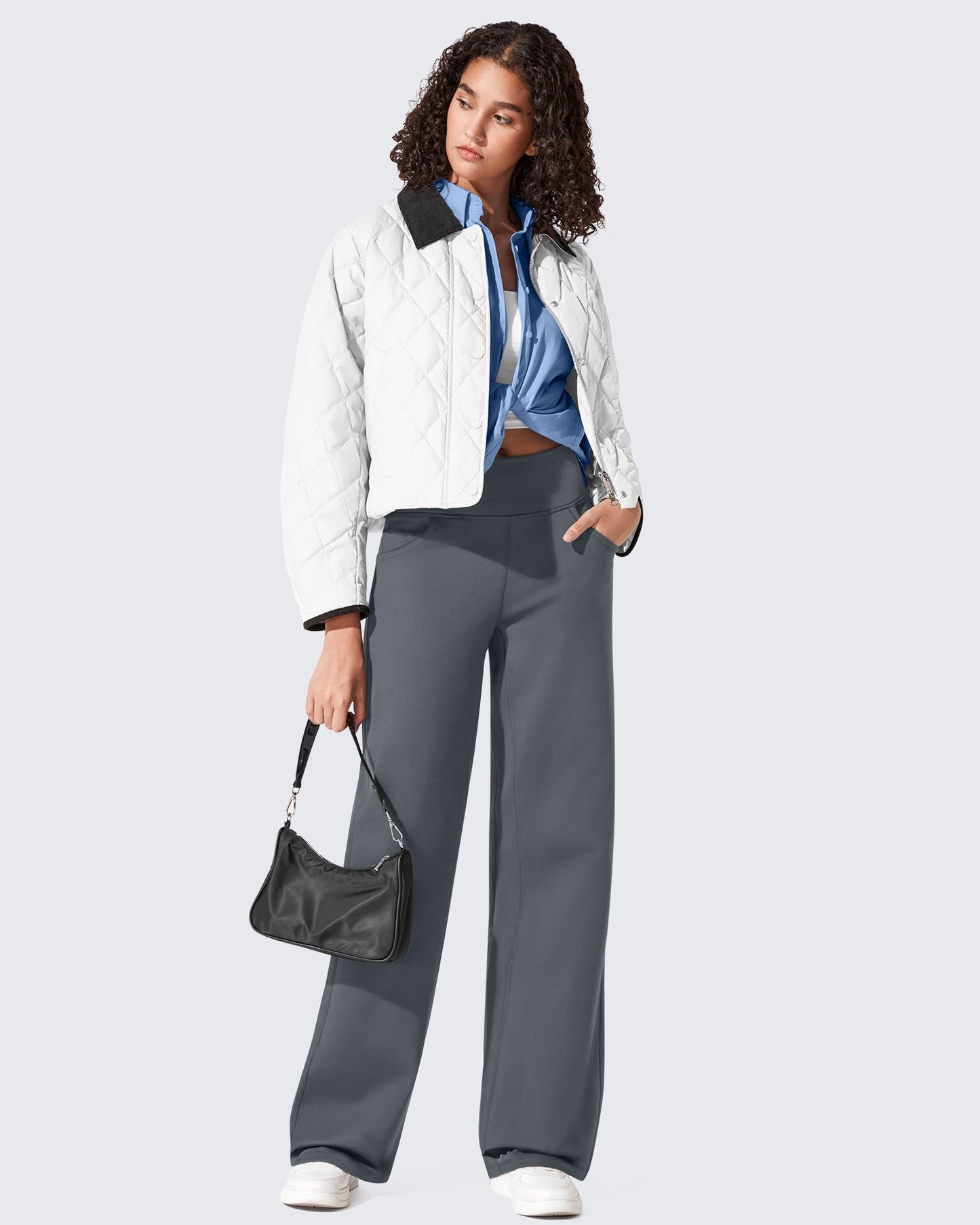 Fleece Lined High-Waist Loose Sweatpants