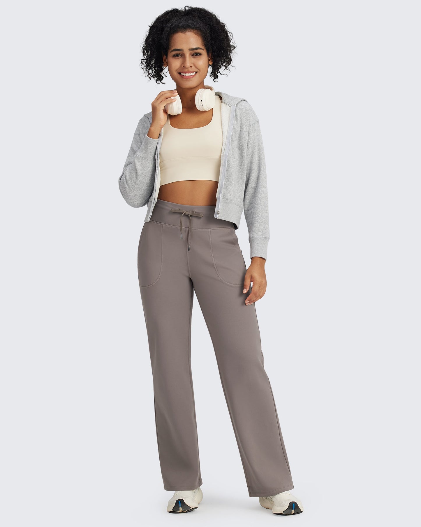 Fleece Lined High-Waist Drawstring Pants