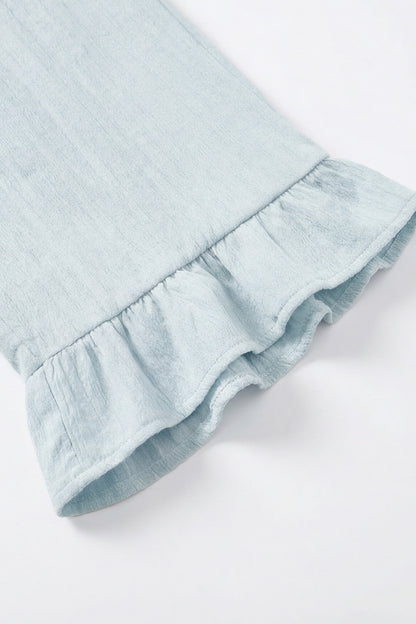 Geoflora Light Blue Ruffle Hem Wide Leg Pants