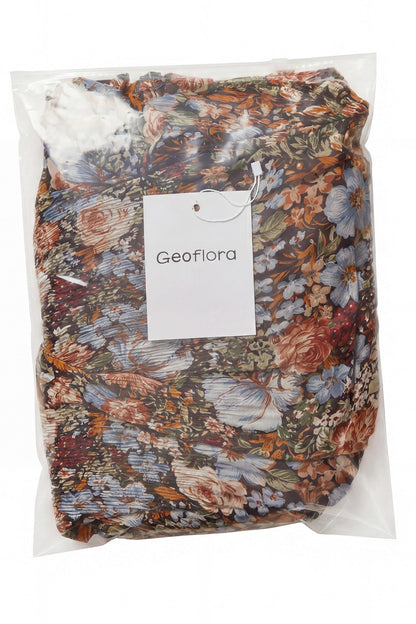 Geoflora Vintage Floral Print Pleated Midi Skirt