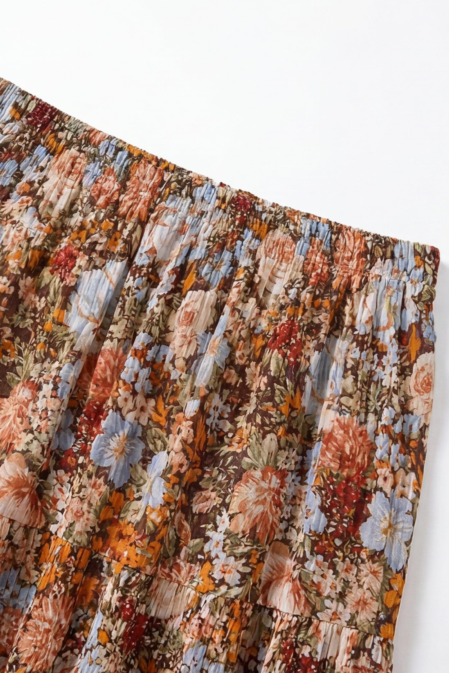 Geoflora Vintage Floral Print Pleated Midi Skirt